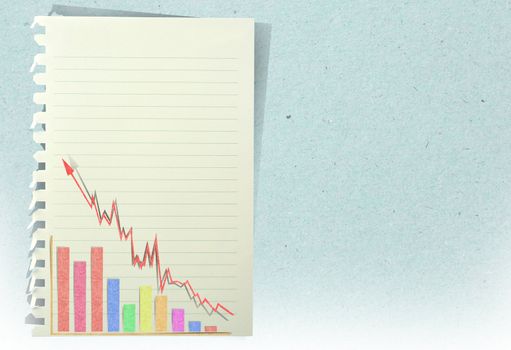 Conceptual Business charts with staple recycled paper craft stick