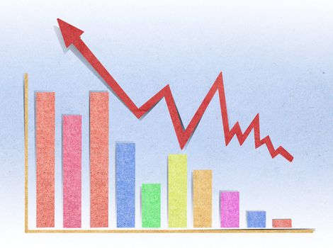 graph showing rise in profits  ด้วย  recycled paper craft stick