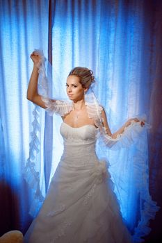 bride with flying veil