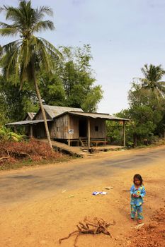 Stilt houses in a small village near Kratie, Cambodia, Southeast Asia