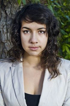 Close view of the face of a beautiful caucasian girl .