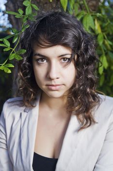 Close view of the face of a beautiful caucasian girl .