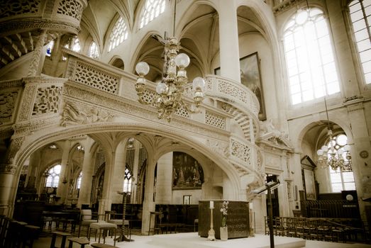 interior of a Gothic church in Paris, France