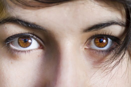 Close up view of the eyes of a beautiful young girl.