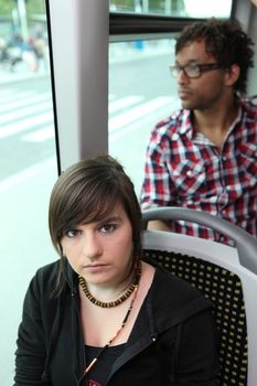 teenage girl in the bus