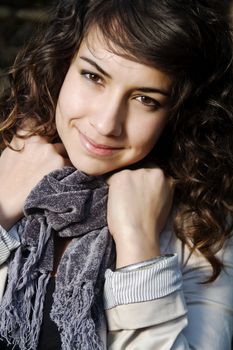Close view of the face of a beautiful caucasian girl .