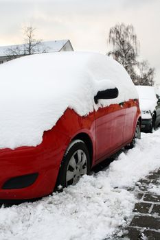 car in the winter on the road