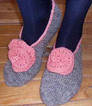 Hand knitted female slippers