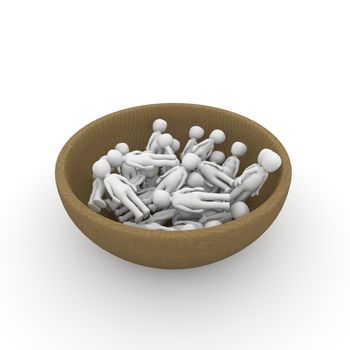 A bowl full of people and people are not particularly tasty