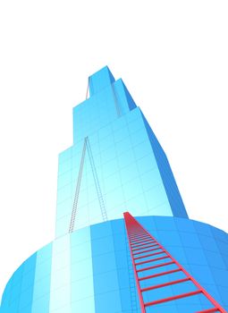 staircase to sky on modern building tower