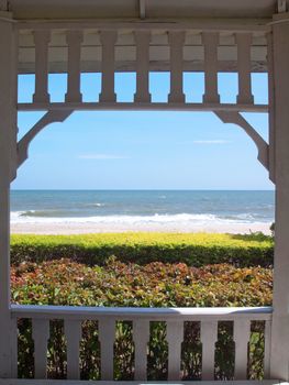 View of nice small pavilion on tropical beach