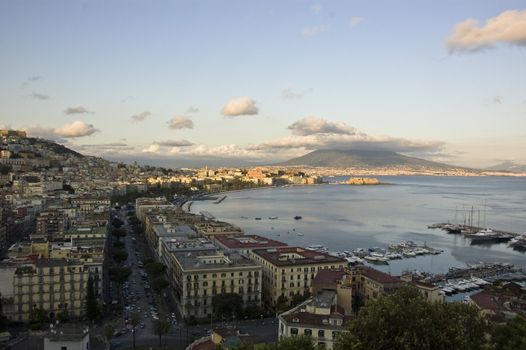 view of the bay of Naples and the Mt. Vesuvius, Italy