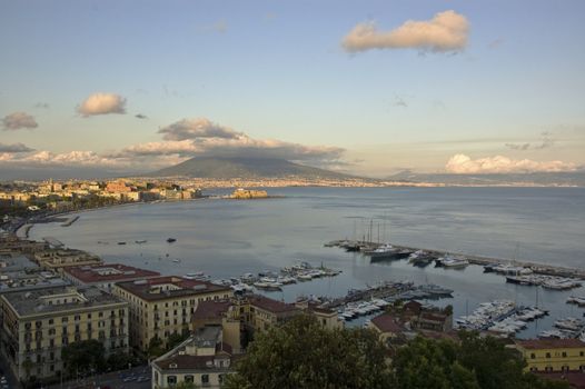 view of the bay of Naples and the Mt. Vesuvius, Italy