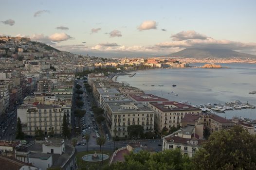 view of the bay of Naples and the Mt. Vesuvius, Italy