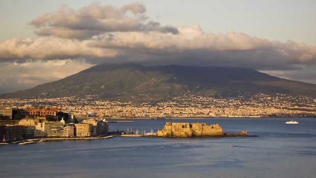 view of the bay of Naples and the Mt. Vesuvius, Italy