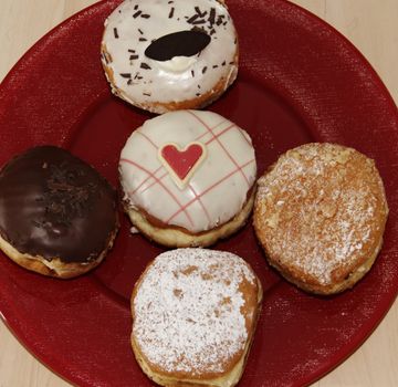 five various bavarian donuts