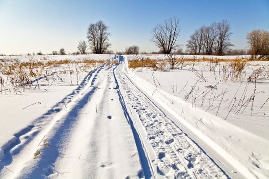 Winter landscape with snow. Russian winter.