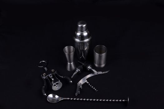 bar tools isolated on black background
