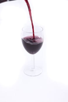 A glass of red wine isolated on white background,