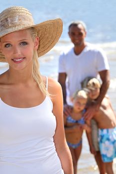 Parents with children on the beach