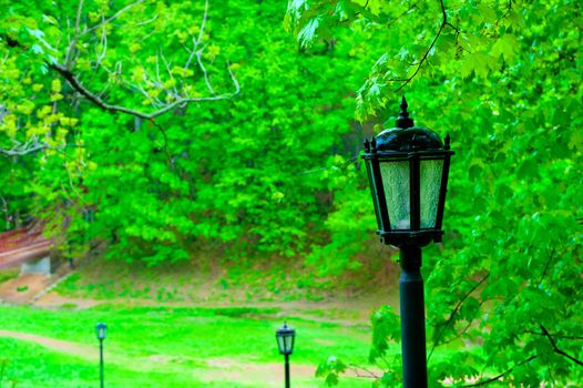 Street lamp in the old style, in the park