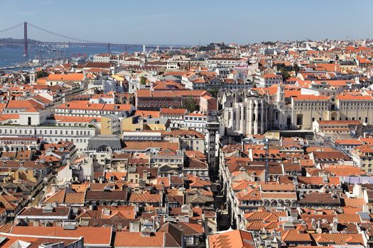 Panoramic view of Lisbon and the river Tagus, Portugal