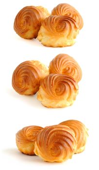  Eclairs on a white background (isolated) of different types