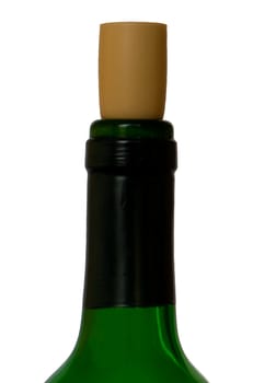 Wine bottle with cork, isolated on background