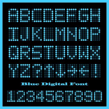 Image of a set of colorful blue alphabetic and numeric characters.