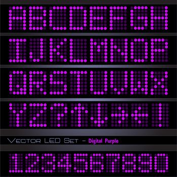 Image of a colorful, purple digital font set.