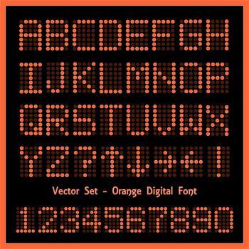 Image of colorful orange alphabetic and numeric characters.