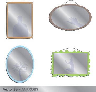 Image of mirrors isolated on a white background.