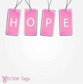 Image of tags with the message "Hope" isolated on a white background.