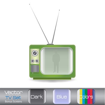 Image of a colorful vintage television isolated on a white background.