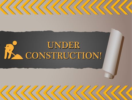 Image of an "Under Construction" sign behind torn paper.
