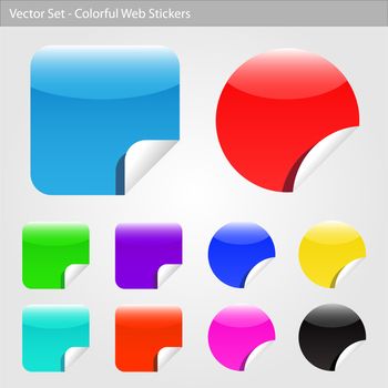 Image of various colorful stickers isolated on a white background.