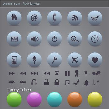 Image of various colorful web buttons with glossy colors.