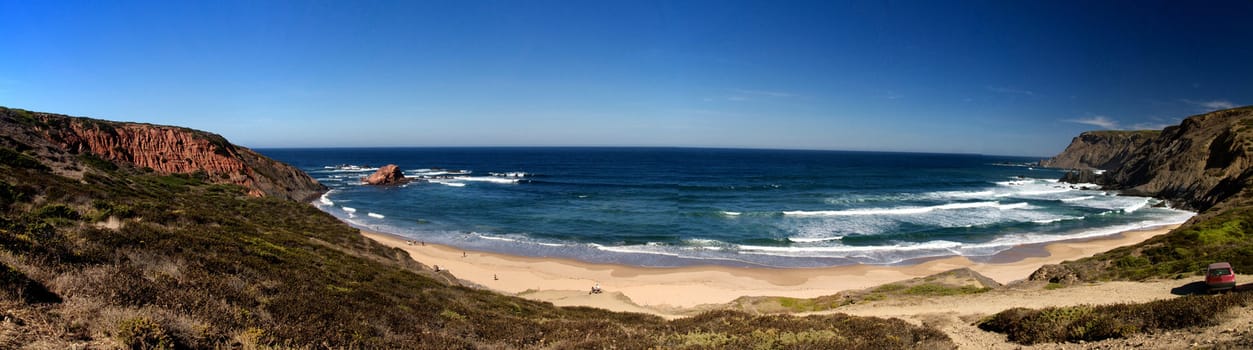 View of a beautiful bay on the Sagres region, located on the Algarve, Portugal.