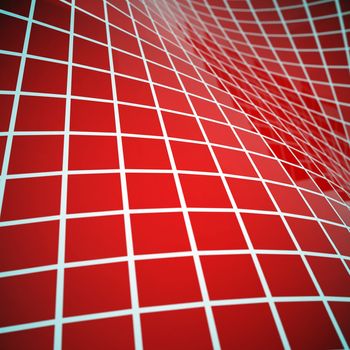 Abstract wavy pattern from red blocks