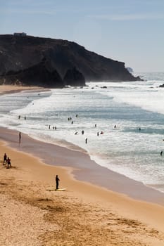 View of a beautiful beach in Sagres nearby region on the Algarve, Portugal.
