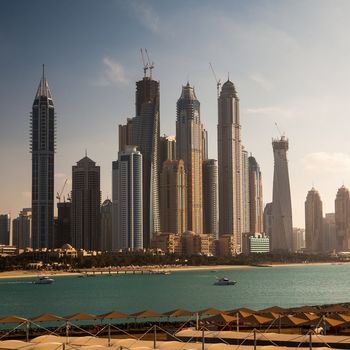City panorama in Dubai  in the Persian Gulf