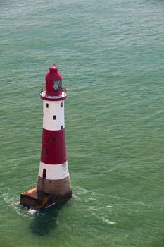 Famous lighthouse on Beachy Head near Eastbourne. East Sussex.