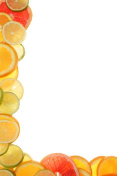 citrus fruits in slices forming an angle...........