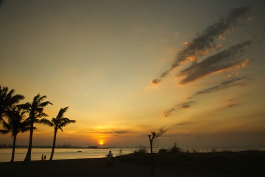 beautiful landscape of sky and water at Sunset