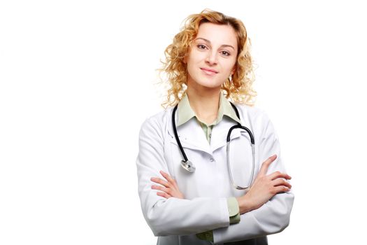 An image of a young woman with stethoscope