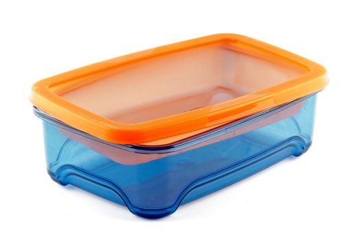 Blue and orange Plastic  Container isolated on white background