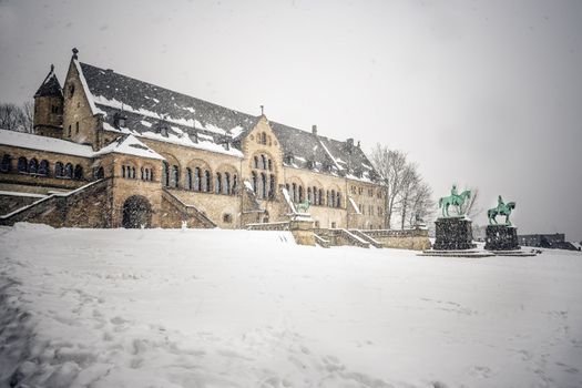 Imperial Palace in Goslar with snow in winter