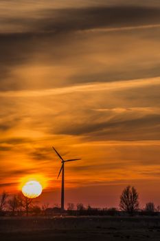 Windmills in northern Germany in the evening