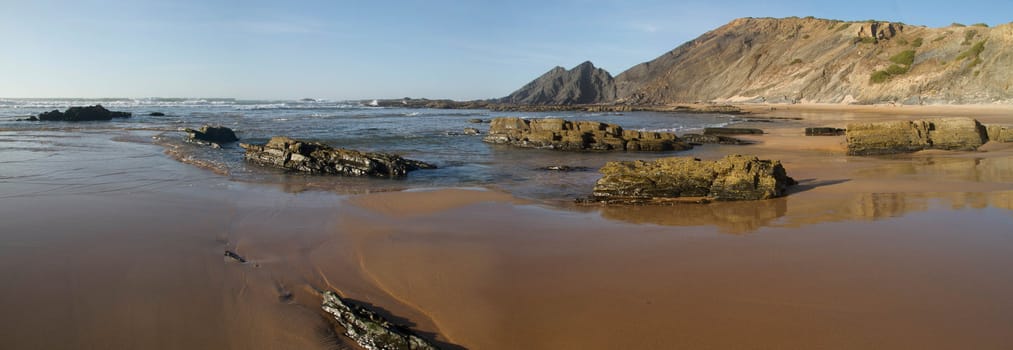 View of a beautiful beach in Sagres nearby region on the Algarve, Portugal.