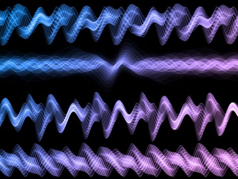 Sound analyzer sine waves background suitable for audio, music and science related projects